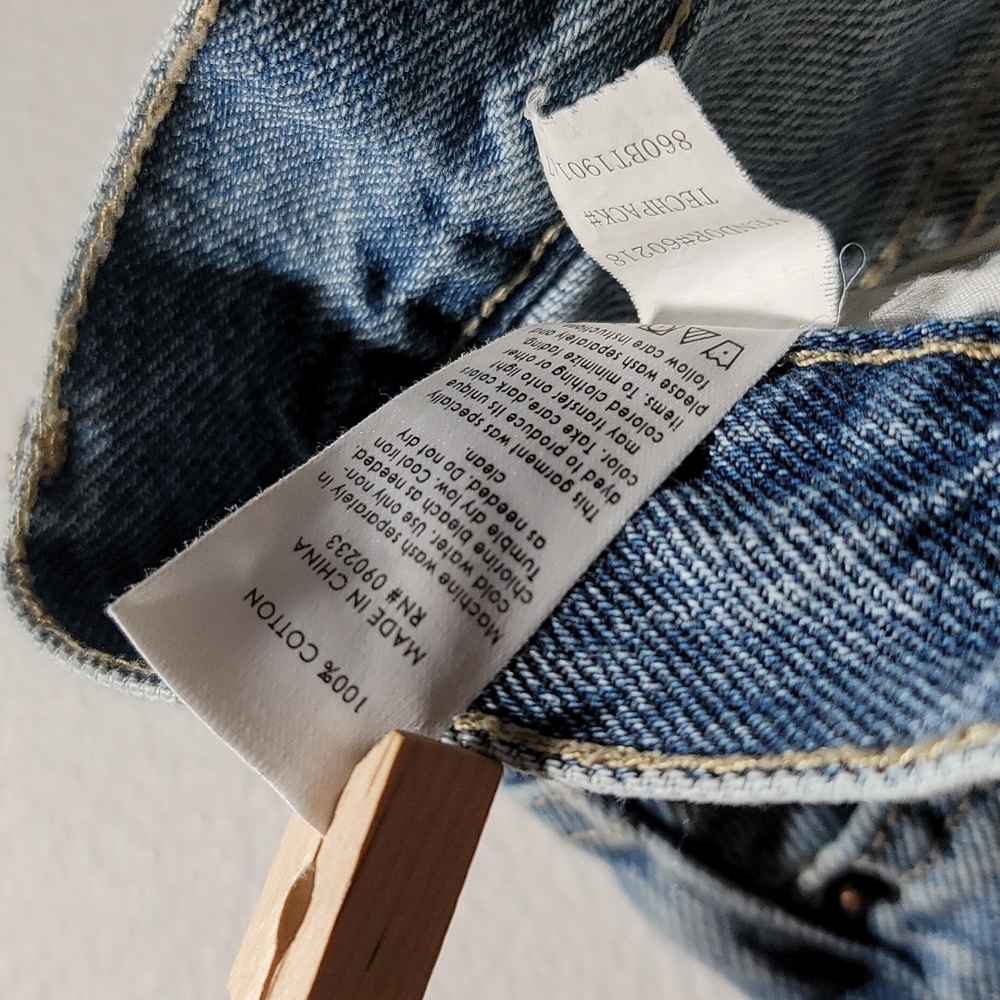 PACSUN 24 CASUAL HIGH RISE STRAIGHT LEG BUTTON FLY CUT OFF DENIM BLUE JEAN SHORT - Picture 12 of 14